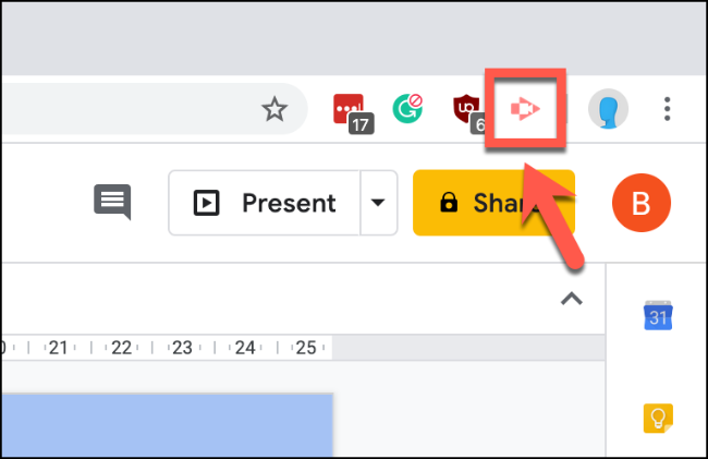 Presione el botón Screencastify en la parte superior derecha de Chrome