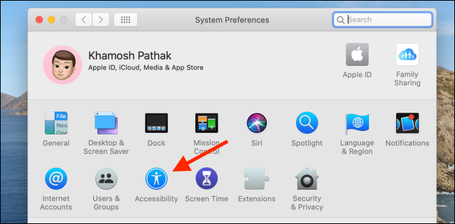 Haga clic en el botón Accesibilidad de Preferencias del sistema