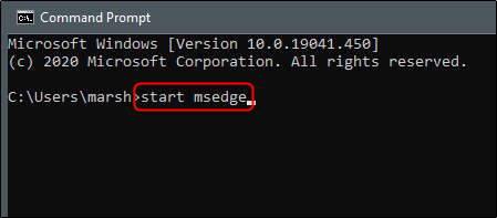 Comando para iniciar Edge normalmente