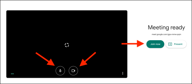 Configure su cámara y luego haga clic en Unirse ahora