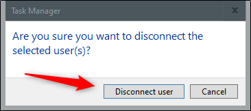 Haga clic en "Desconectar usuario".