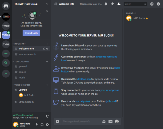 Servidor con plantilla de Discord