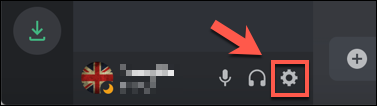 Presione el ícono del engranaje de configuración junto a su nombre de usuario en la esquina inferior izquierda de la aplicación o sitio web Discord.