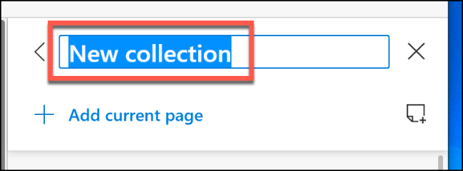 Nombra tu nueva colección Edge y presiona enter para confirmar