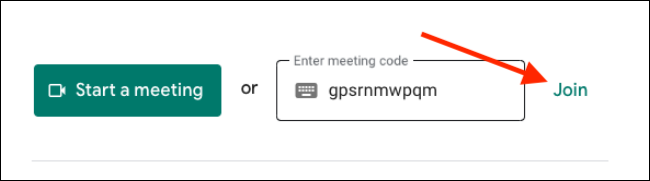 Ingrese el código de la reunión y haga clic en Unirse