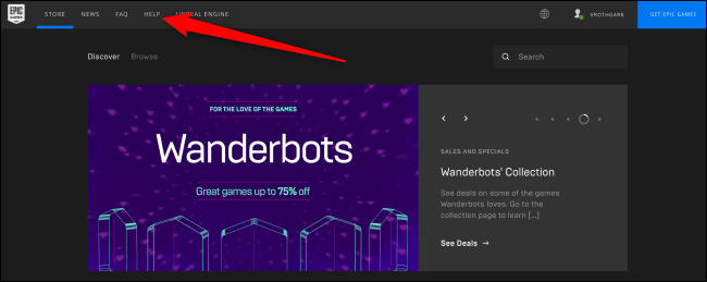 Sitio web de Epic Games