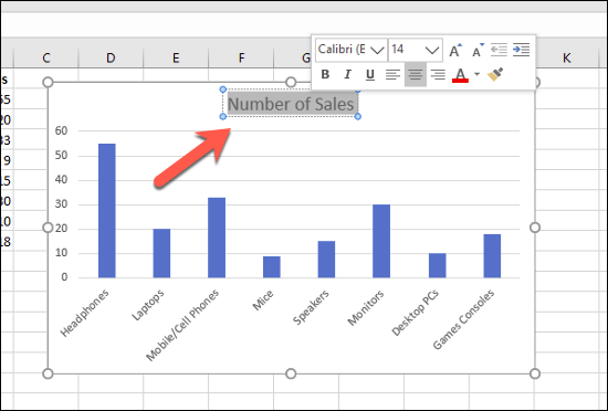 Haga doble clic en el cuadro de texto del título del gráfico en un gráfico de barras de Excel para cambiar el texto del título