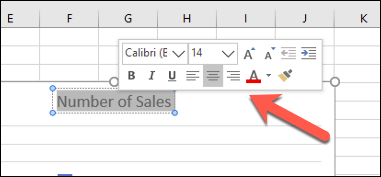 El menú de formato del cuadro de texto emergente en Excel