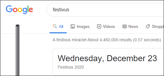 La encuesta de Festivus en los resultados de búsqueda de Google.