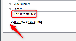  Seleccione la opción "No mostrar en la diapositiva de título".