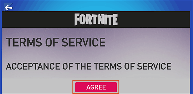 Acepta los Términos de servicio de Fortnite