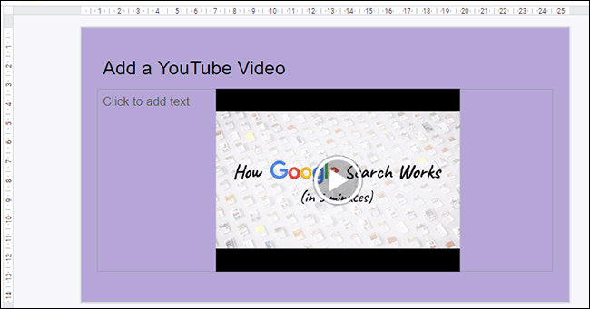 Un video de YouTube insertado en una presentación de Google Slides.