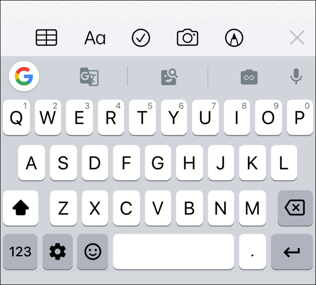 Teclado Gboard habilitado en iPhone