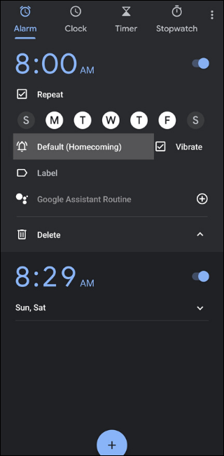 Configuración de la alarma del reloj de Google