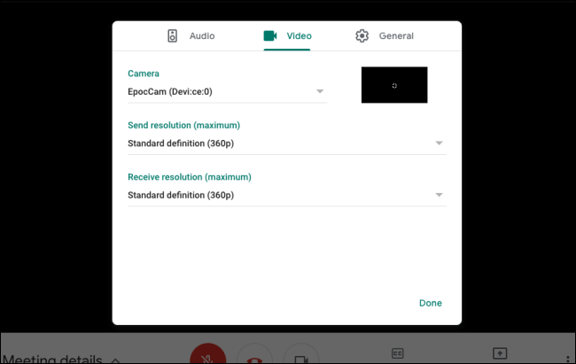 Configuración de audio y video de Google Meet