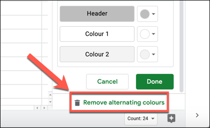 Haga clic en "Eliminar colores alternativos"