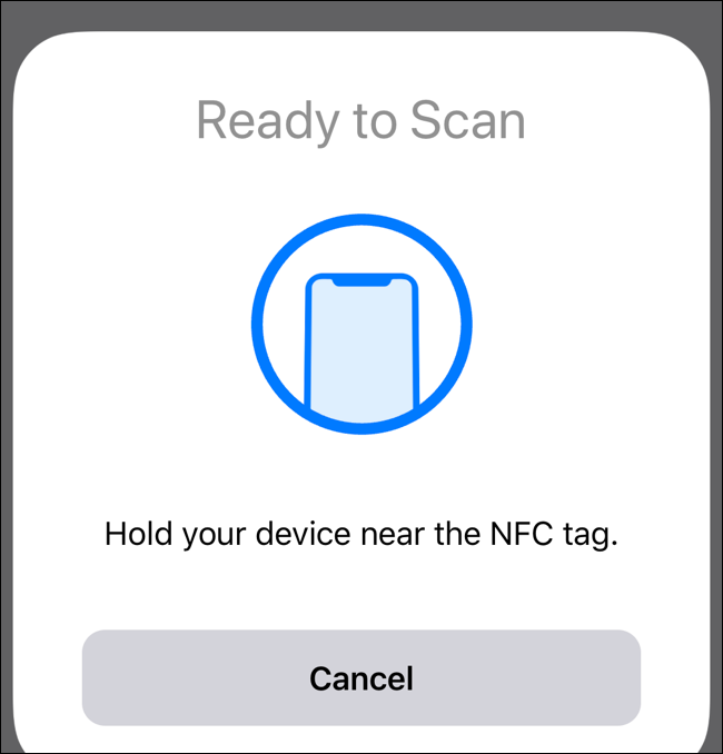 La pantalla "Listo para escanear" en un iPhone.