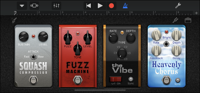 Cadena de pedal de efecto GarageBand en iPhone
