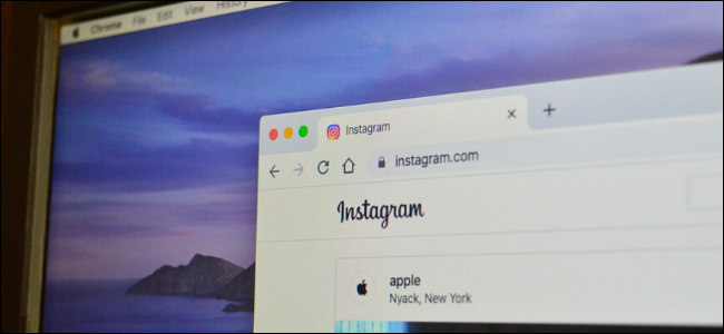 Instagram se abre en Chrome en un monitor de escritorio.