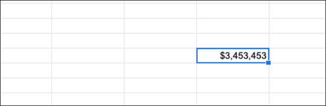 Número largo después del formato y el signo de dólar