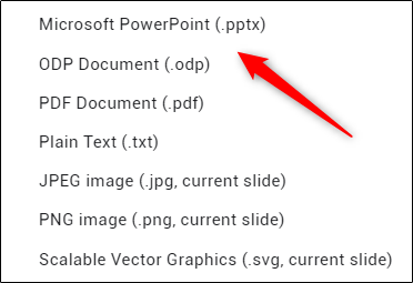 Opción de conversión de Microsoft PowerPoint