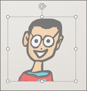 La imagen del hombre de dibujos animados ahora con una transparencia del 50 por ciento.