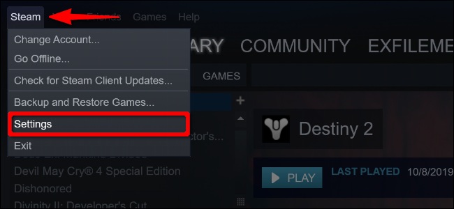 Haz clic en "Steam" y luego selecciona "Configuración".