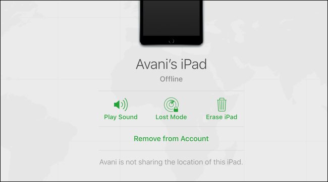Opciones disponibles para localizar iPad