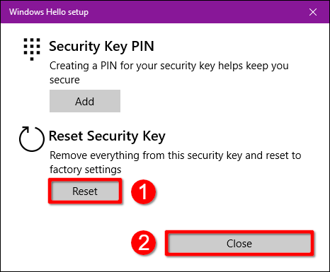 Restablecer clave de seguridad de Windows 10