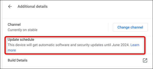 En la sección "Programa de actualización" puede encontrar el mes y año exactos en que su dispositivo dejará de recibir actualizaciones de Google.