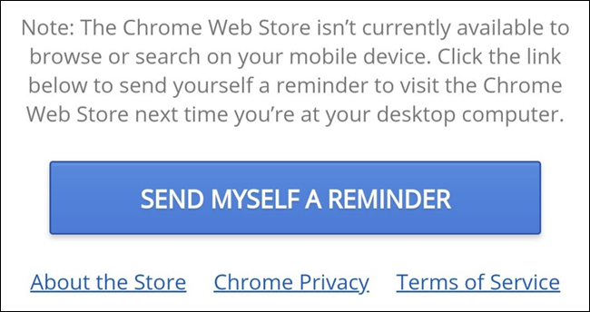 Envíe un recordatorio para visitar la tienda web de Chrome.