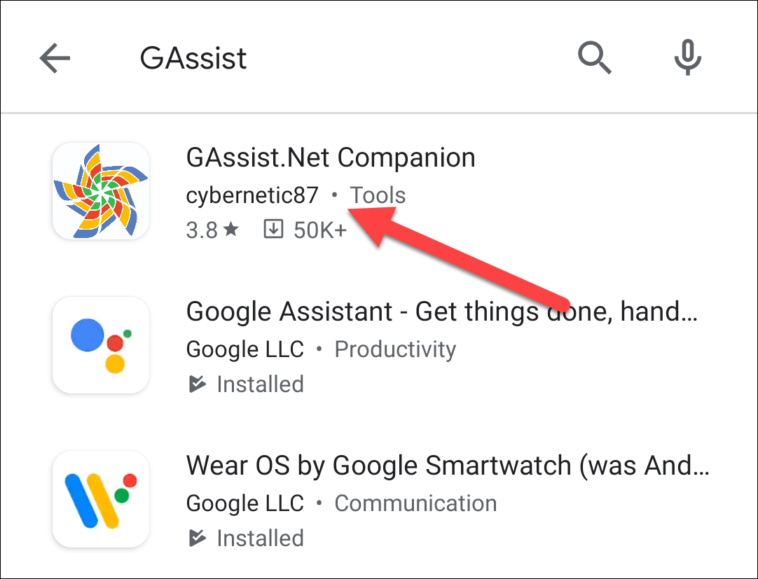 Seleccione "GAssist.Net Companion".