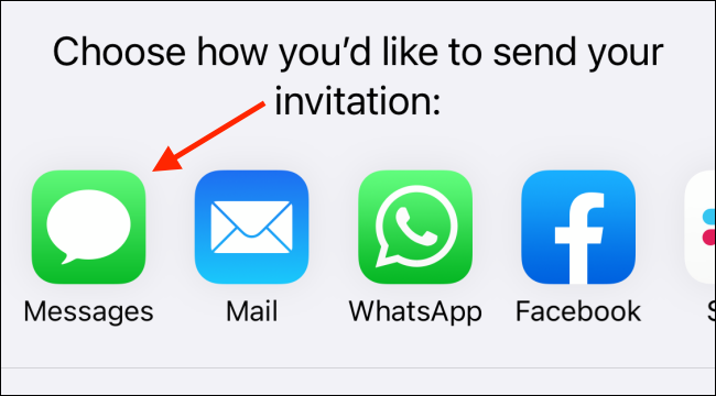 Toca "Mensajes" para enviar una invitación.