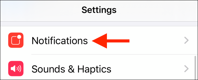 Seleccione la opción Notificaciones en Configuración