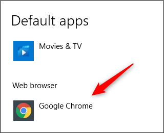 Desplácese hacia abajo hasta "Navegador web" y haga clic en el navegador que se encuentra debajo.