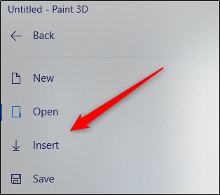 Seleccione la opción de inserción en pintura 3d