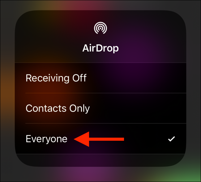 Toca "Todos" en el menú de AirDrop.