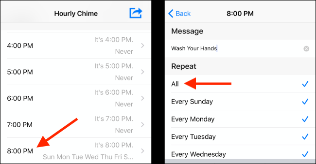 Configure recordatorios por hora en la aplicación Hourly Chime