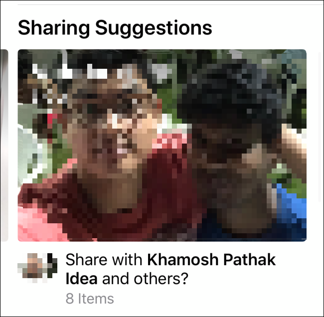 Una imagen en la sección "Sugerencias para compartir".