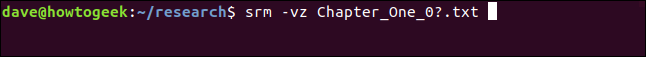 srm -vc Chapter_One_0? .txt en una ventana de terminal