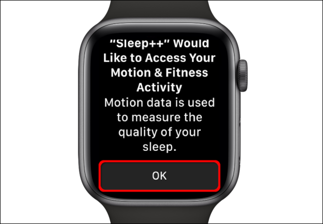 Toque "Aceptar" para dar permiso a la aplicación Sleep ++ para acceder a su actividad física y de movimiento.