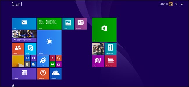 Pantalla de inicio de Windows 8