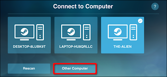 Haga clic en "Otra computadora" en la pantalla "Conectar a la computadora".