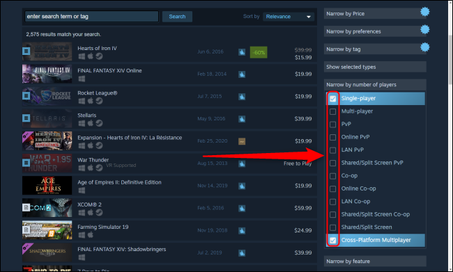 Jugadores de Steam Search