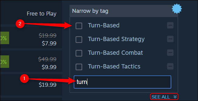 Búsqueda de Steam por etiqueta