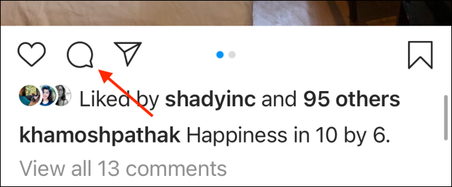 Toque el botón Comentarios en Instagram para iPhone