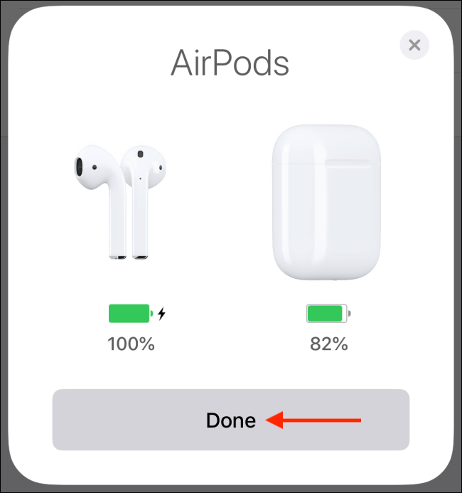 Toque Listo después de que los AirPods estén emparejados