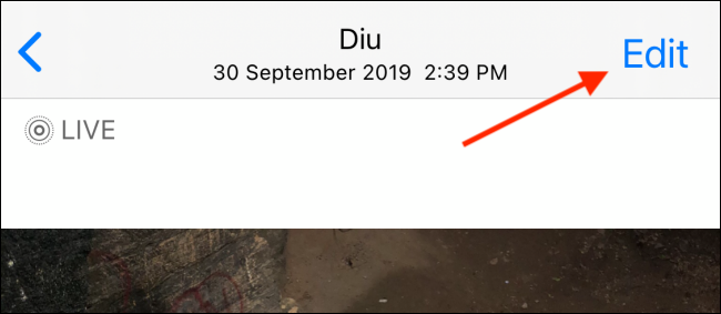 Toque el botón Editar de la foto en la aplicación Fotos