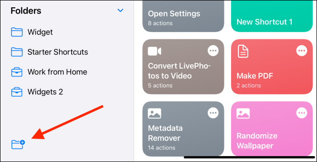 Toque el icono de nueva carpeta en la barra lateral de la aplicación iPad
