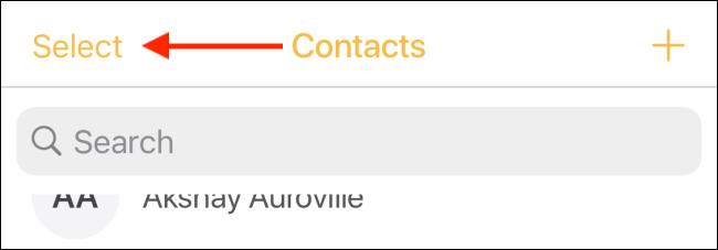 Toque el botón Seleccionar de la pestaña Contactos